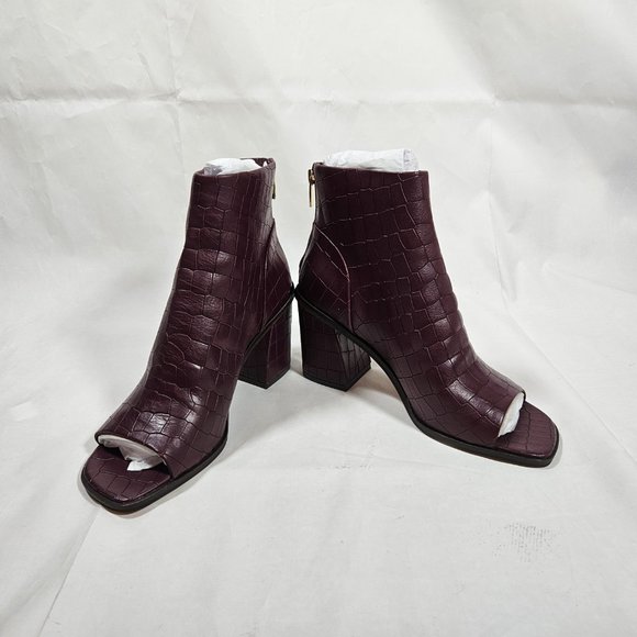 NWOT Vince Camuto Bebinder Burgundy Maroon Peep Toe Booties Women's Size 8.5 - Picture 6 of 10